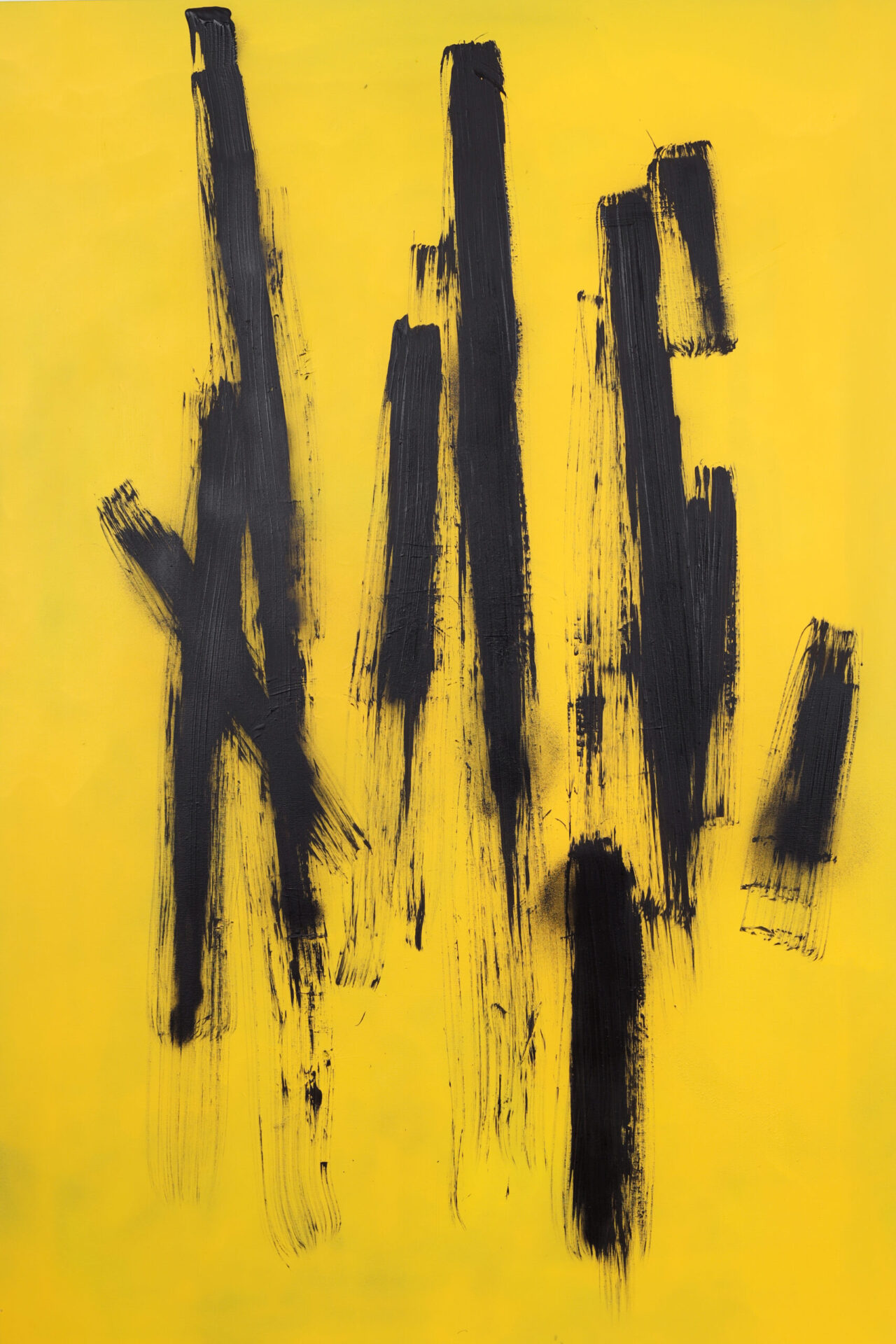 BLACK&YELLOW GRAFFITI, 2021, mixed media on canvas, 100x150 cm