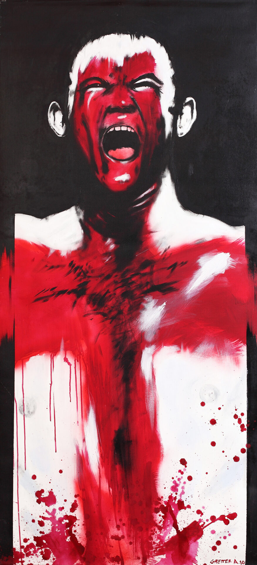 RED DEVIL, 2019, mixed media on canvas, 70x160
